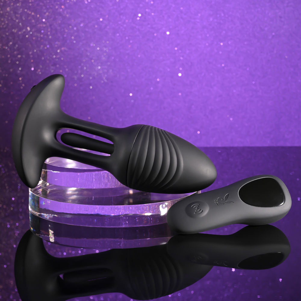 Playboy Pleasure Rim Shot Vibrating Butt Plug - Black
