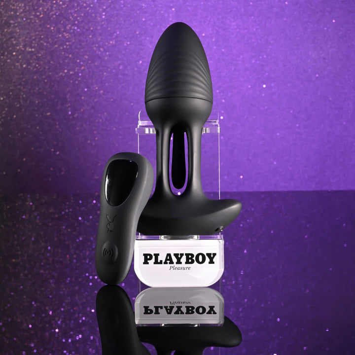 Playboy Pleasure Rim Shot Vibrating Butt Plug - Black