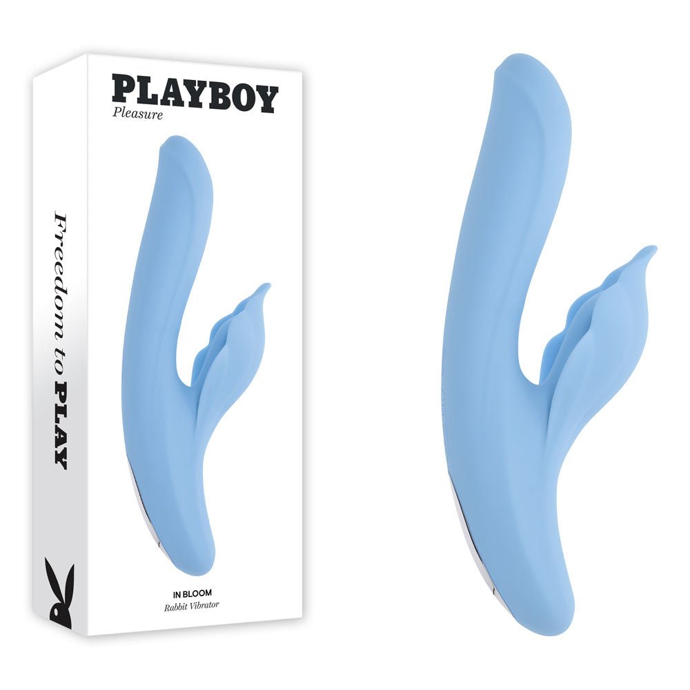 Playboy Pleasure In Bloom Thrusting Tapping Heating Dual Vibrator - Blue