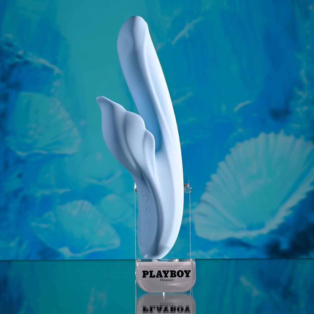 Playboy Pleasure In Bloom Thrusting Tapping Heating Dual Vibrator - Blue
