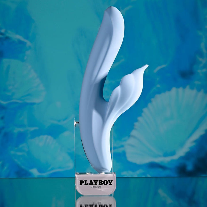 Playboy Pleasure In Bloom Thrusting Tapping Heating Dual Vibrator - Blue