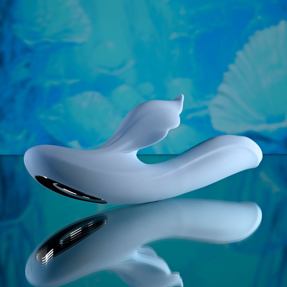 Playboy Pleasure In Bloom Thrusting Tapping Heating Dual Vibrator - Blue