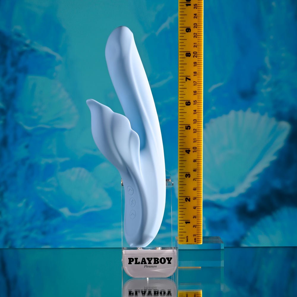 Playboy Pleasure In Bloom Thrusting Tapping Heating Dual Vibrator - Blue
