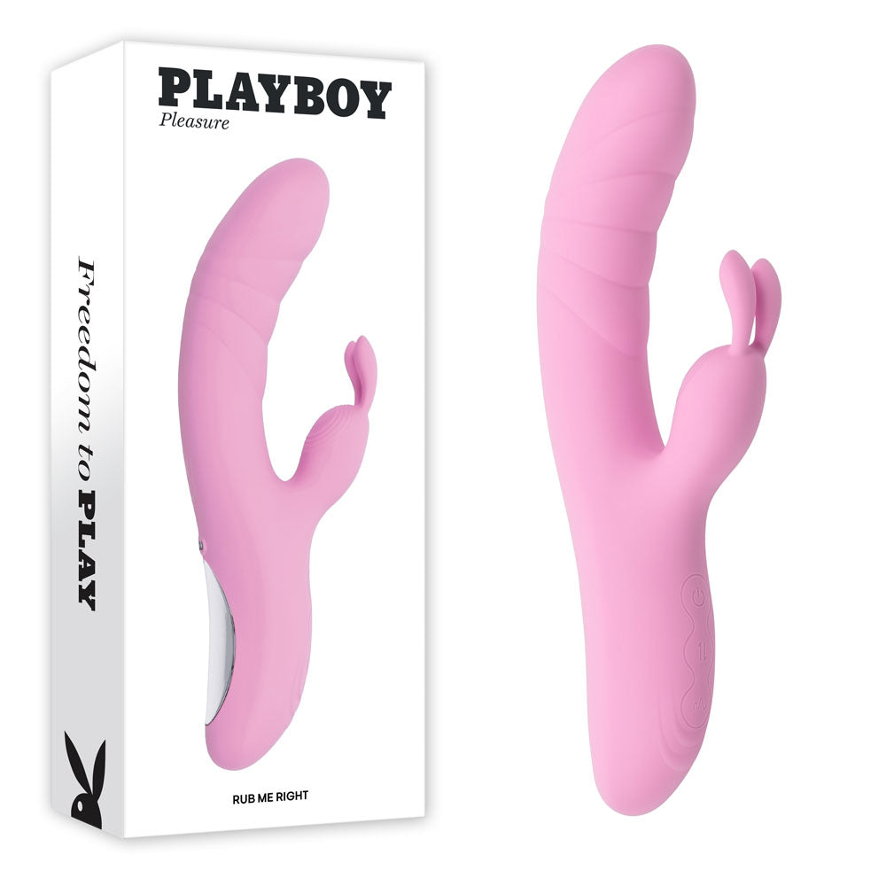 Playboy Pleasure Rub Me Right Thrusting Rabbit Vibrator - Pink