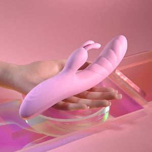 Playboy Pleasure Rub Me Right Thrusting Rabbit Vibrator - Pink