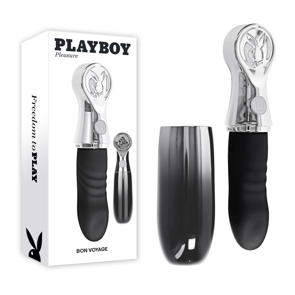 Playboy Pleasure Bon Voyage Tapping Vibrator - Black/Chrome