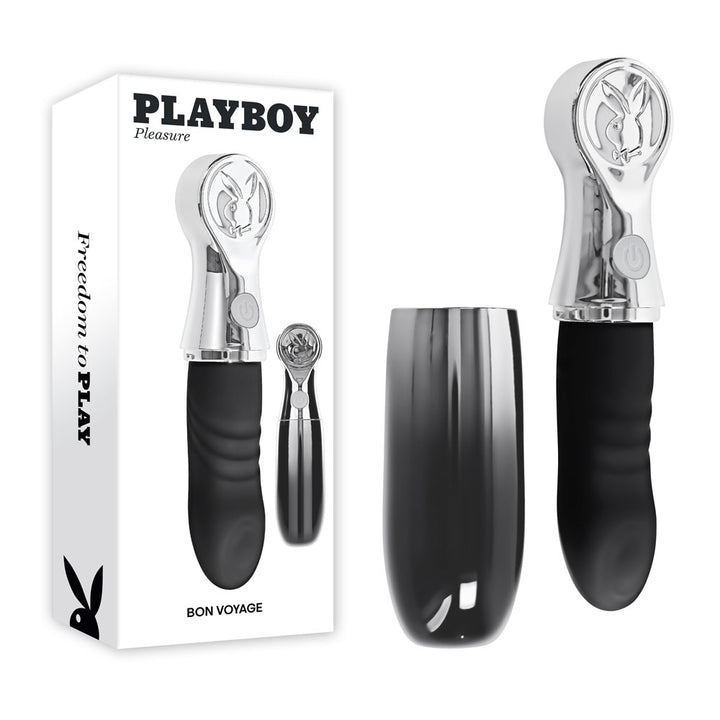 Playboy Pleasure Bon Voyage Tapping Vibrator - Black/Chrome