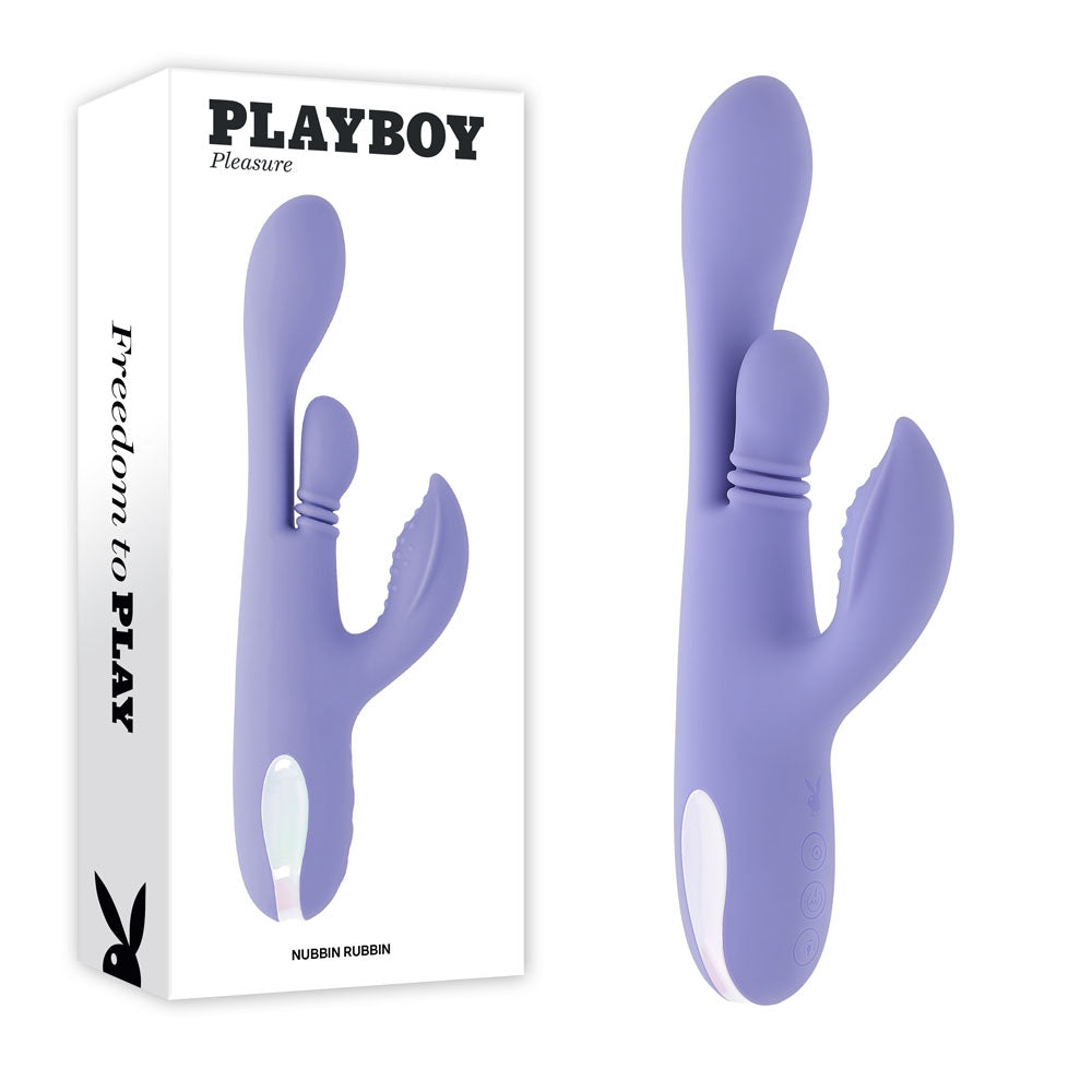 Playboy Pleasure Nubbin Rubbin Thrusting Rabbit Vibrator - Purple
