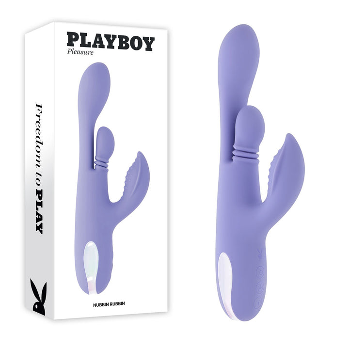 Playboy Pleasure Nubbin Rubbin Thrusting Rabbit Vibrator - Purple