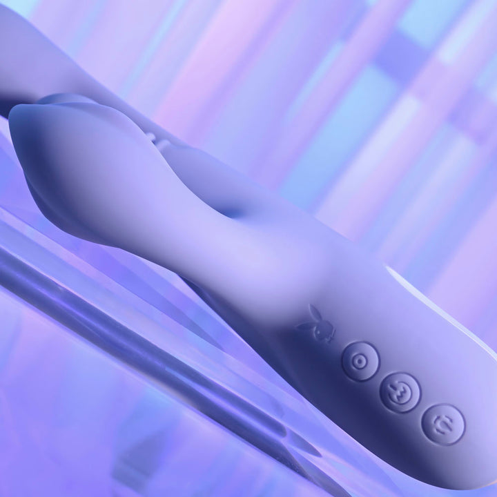 Playboy Pleasure Nubbin Rubbin Thrusting Rabbit Vibrator - Purple