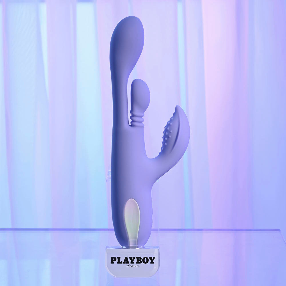 Playboy Pleasure Nubbin Rubbin Thrusting Rabbit Vibrator - Purple