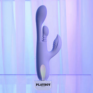 Playboy Pleasure Nubbin Rubbin Thrusting Rabbit Vibrator - Purple