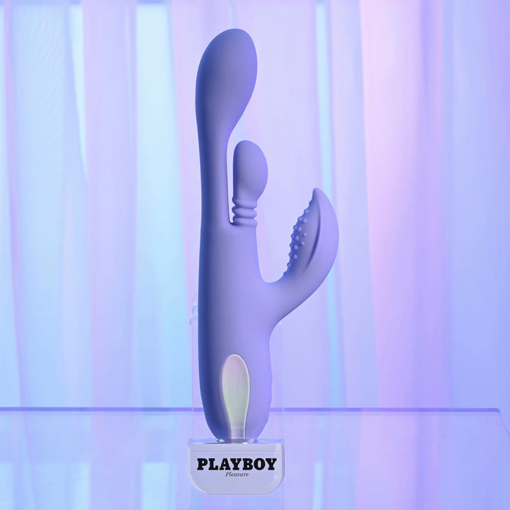 Playboy Pleasure Nubbin Rubbin Thrusting Rabbit Vibrator - Purple