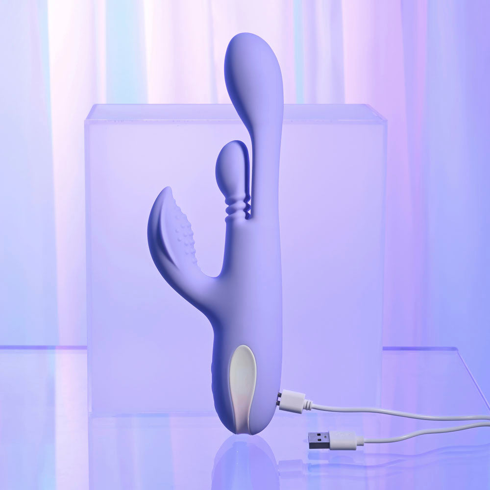 Playboy Pleasure Nubbin Rubbin Thrusting Rabbit Vibrator - Purple