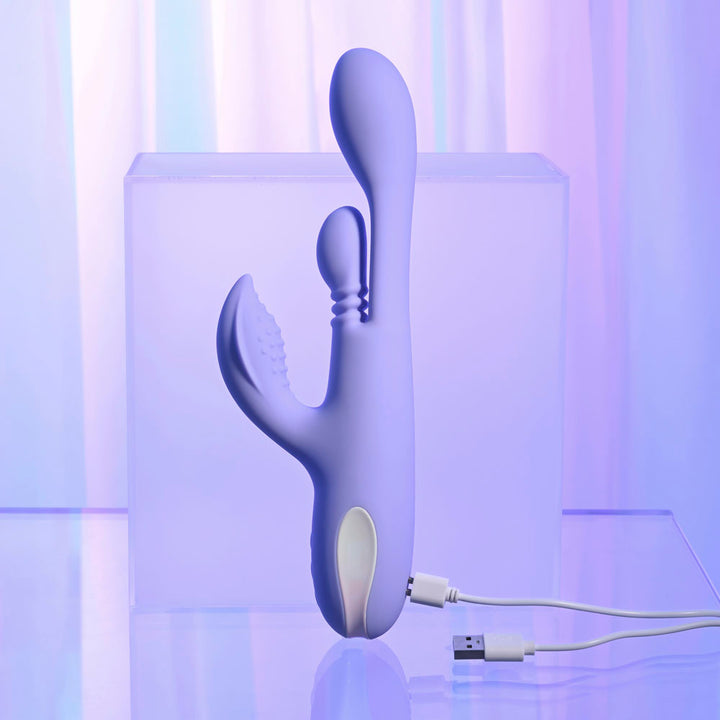 Playboy Pleasure Nubbin Rubbin Thrusting Rabbit Vibrator - Purple