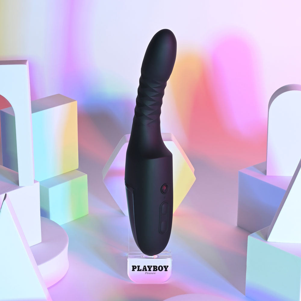 Playboy Pleasure Overdrive Thrusting Vibrator - Black