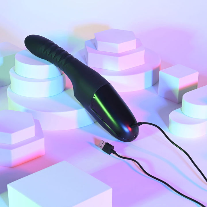 Playboy Pleasure Overdrive Thrusting Vibrator - Black