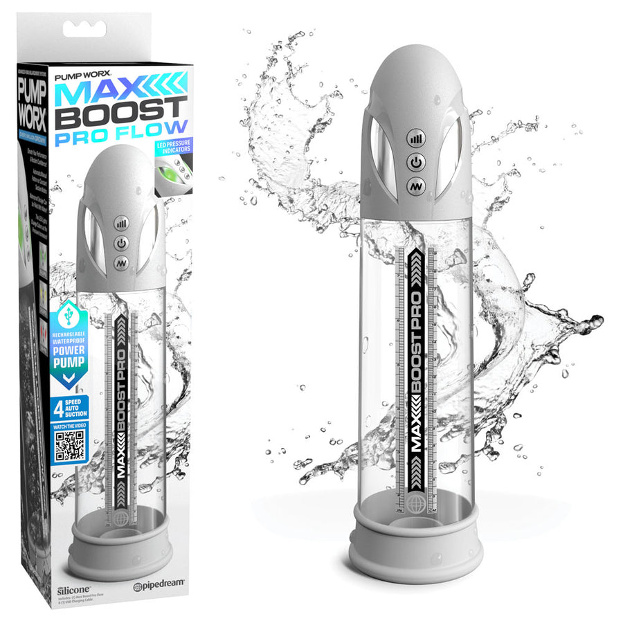 Pump Worx Max Boost Pro Flow - Auto Penis Pump - White