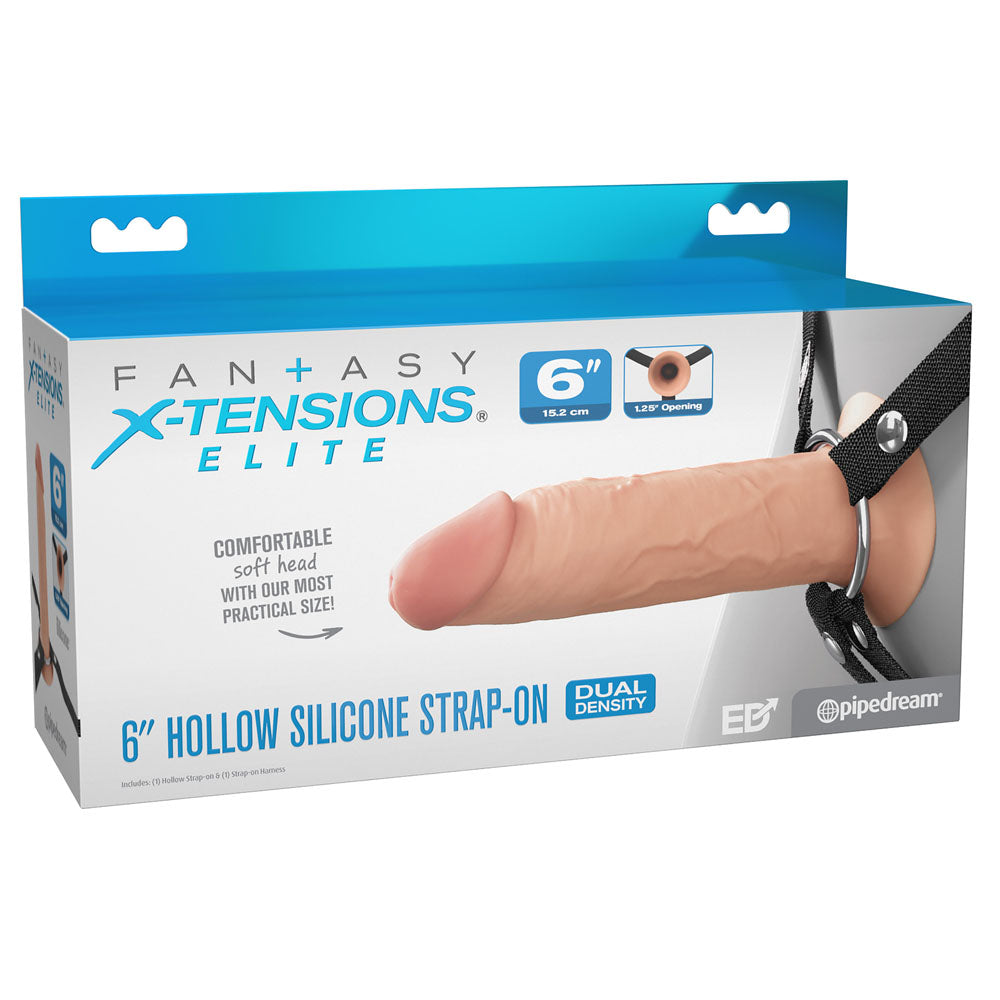 FX Elite 6 Inch Silicone Hollow Strap-On - Flesh