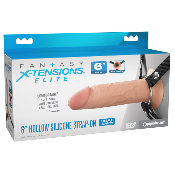 FX Elite 6 Inch Silicone Hollow Strap-On - Flesh