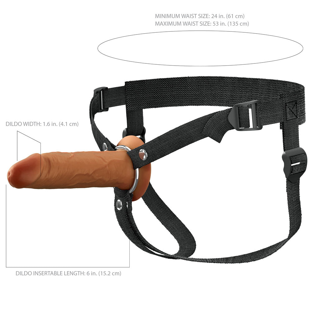 FX Elite 6 Inch Silicone Hollow Strap-On - Tan