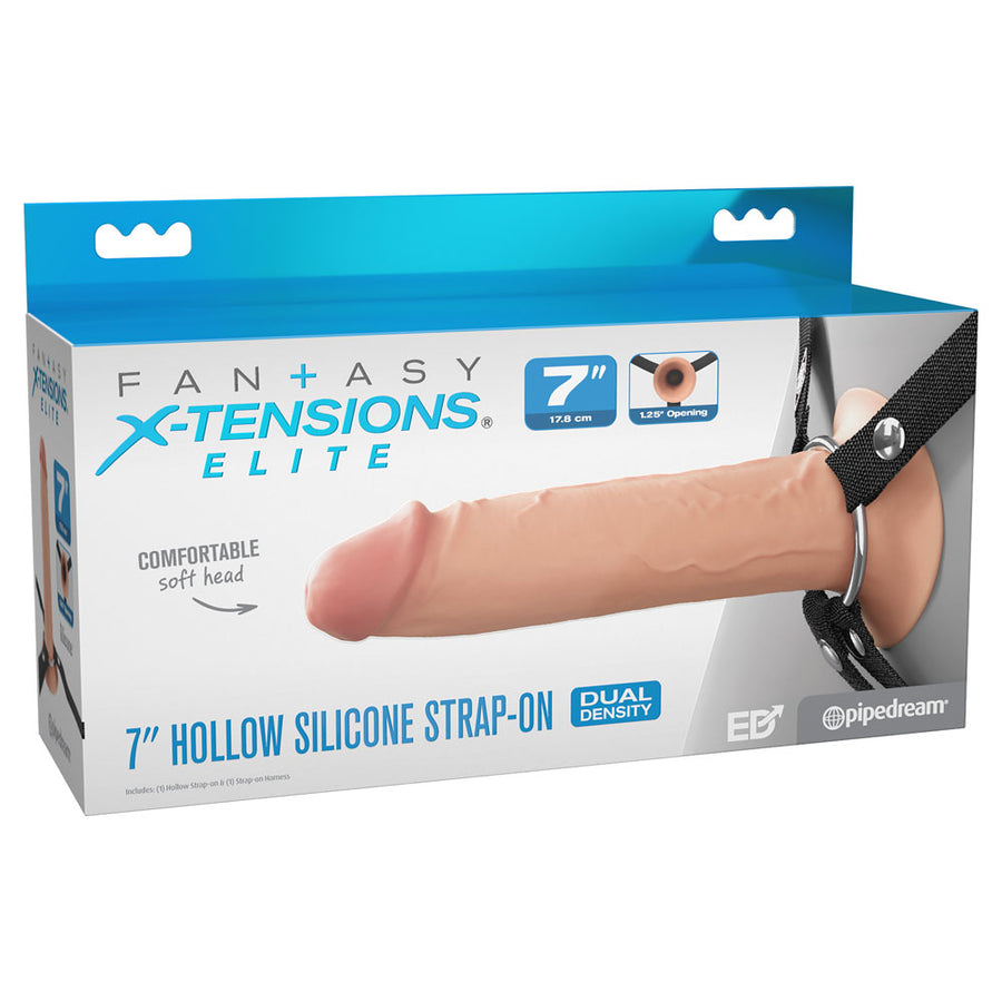 FX Elite 7 Inch Silicone Hollow Strap-On - Flesh