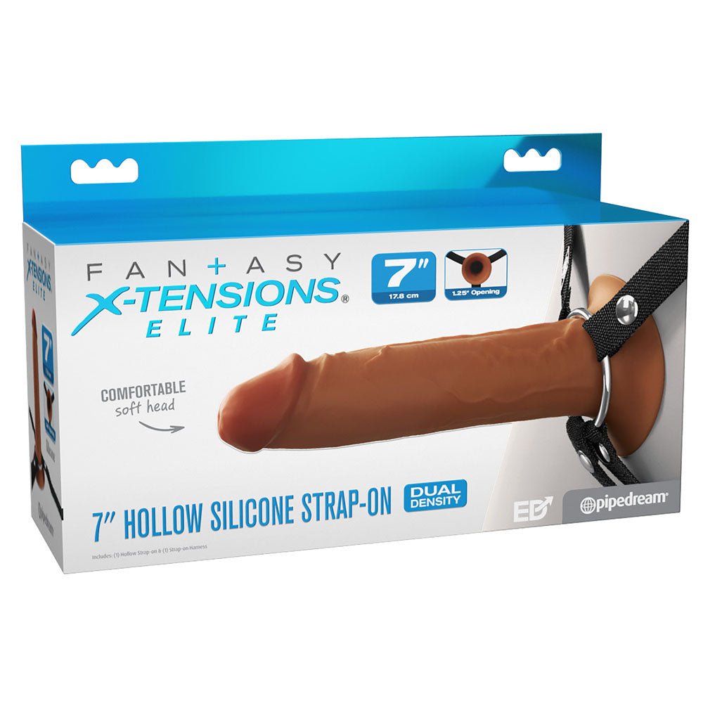 FX Elite 7 Inch Silicone Hollow Strap-On - Tan