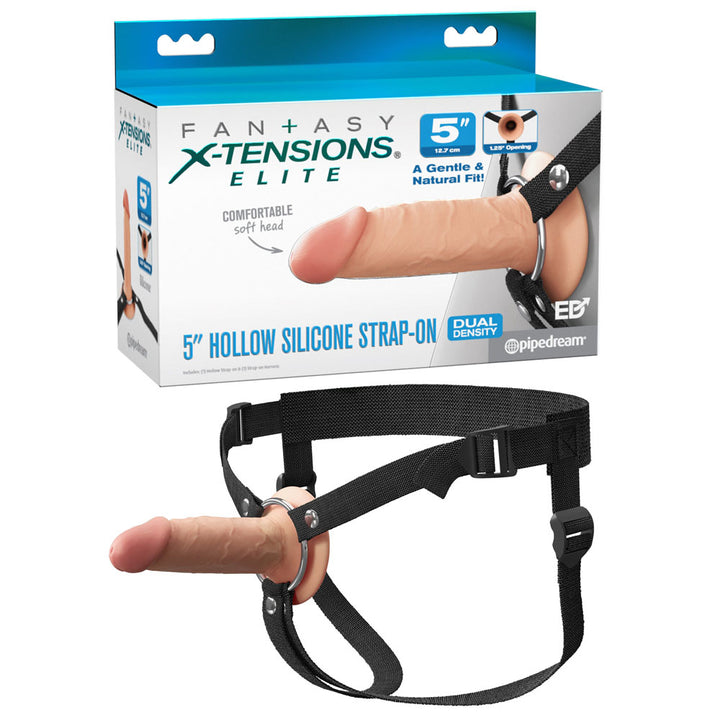 Fantasy X-Tensions Elite 5 Inch Silicone Hollow Strap-On - Flesh