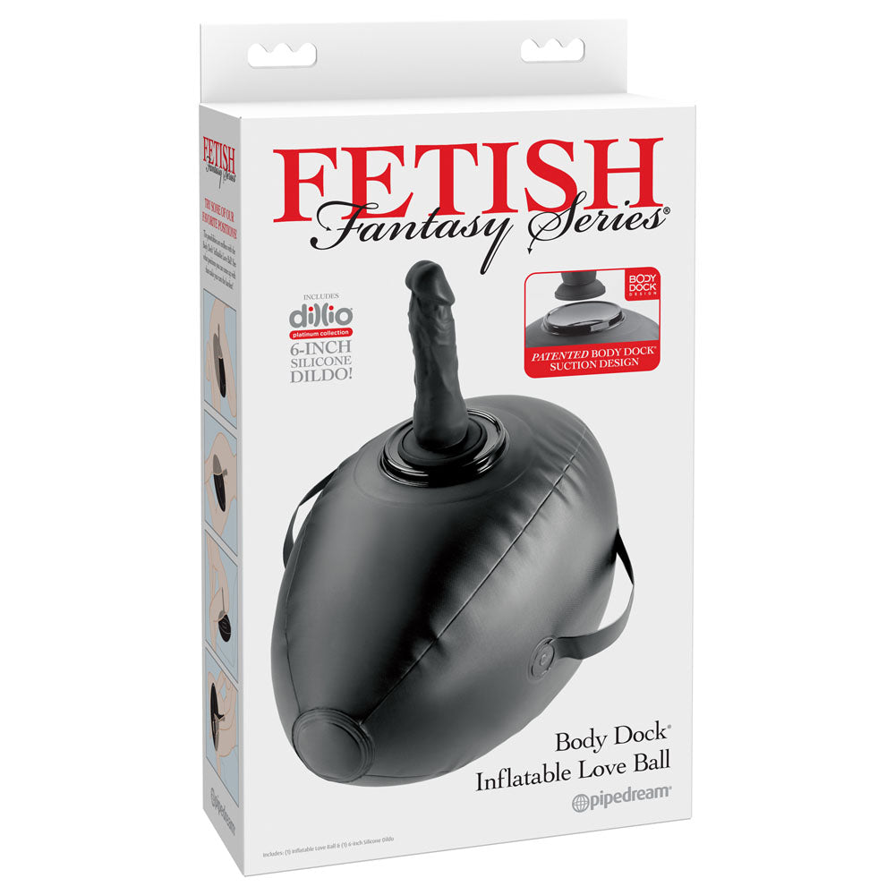 Fetish Fantasy Series Body Dock Inflatable Love Ball with 6 Inch Black Dildo