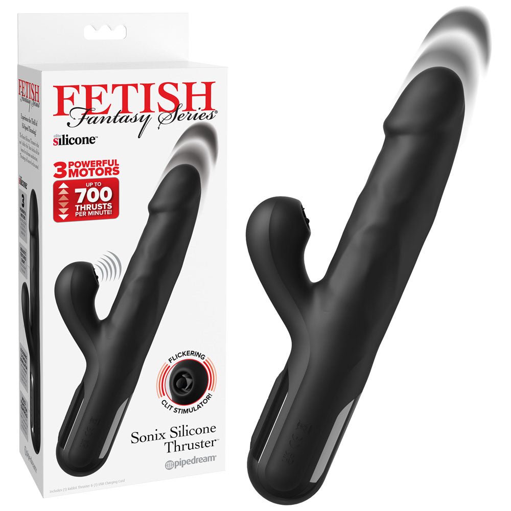 Festish Fantasy Series Sonix Thruster Rabbit Vibrator - Black 
