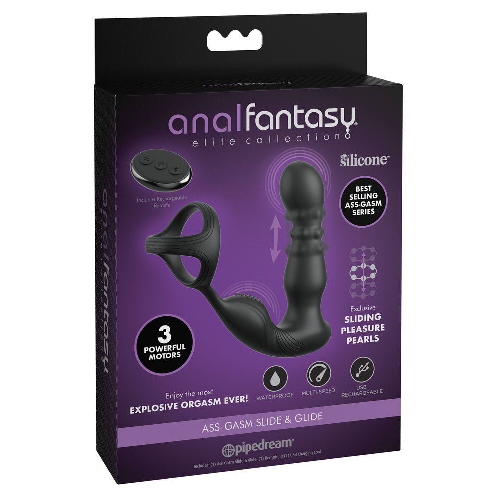 Anal Fantasy Elite Ass-Gasm Slide & Glide Prostate Massager - Black