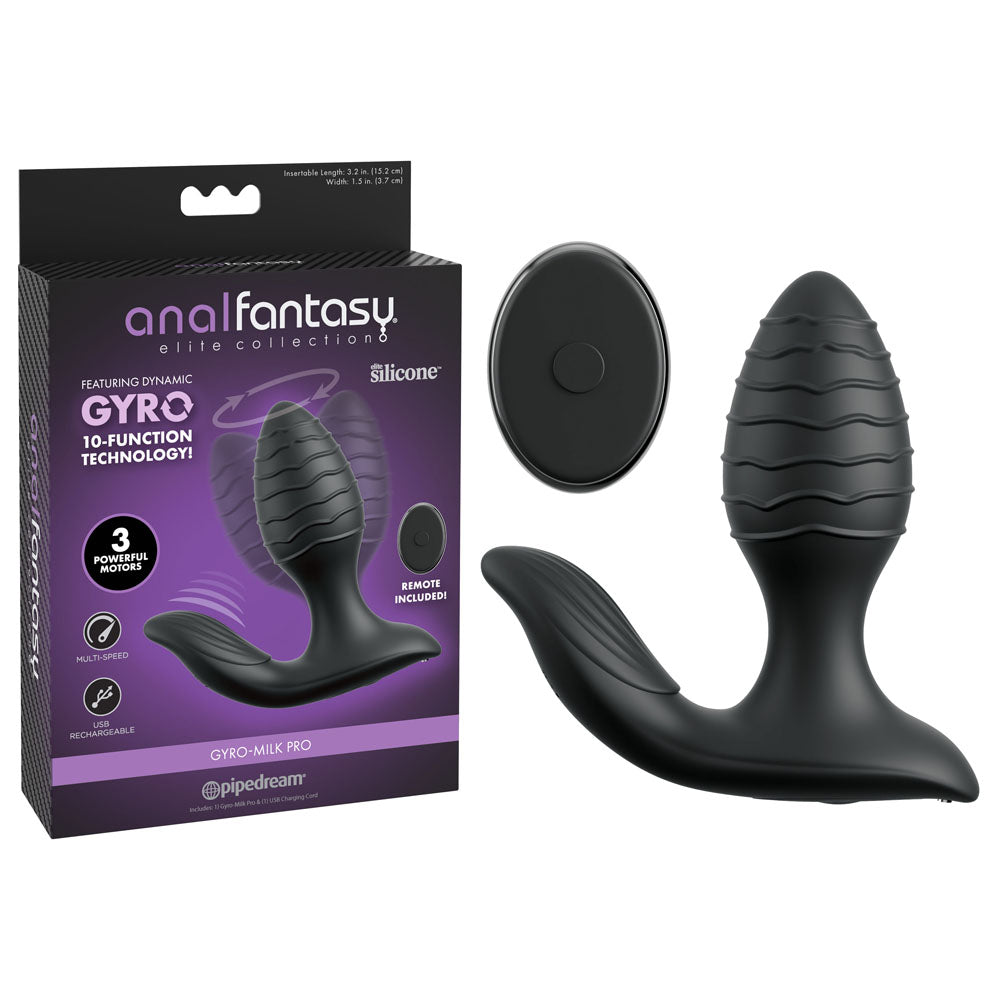 Anal Fantasy Elite Gyro Milk Pro - Gyrating Butt Plug - Black