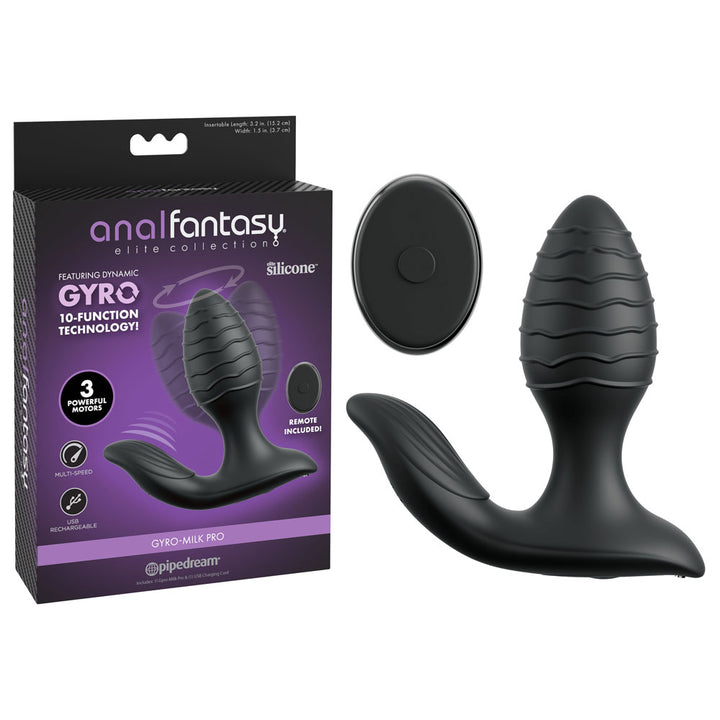 Anal Fantasy Elite Gyro Milk Pro - Gyrating Butt Plug - Black