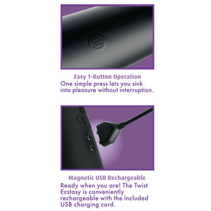 Anal Fantasy Elite Twist Ecstasy Twist & Shout Thrusting Anal Vibrator - Black