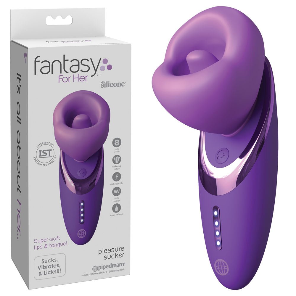 Fantasy For Her Pleasure Sucker - Licking Vibrating Stimulator - Purple