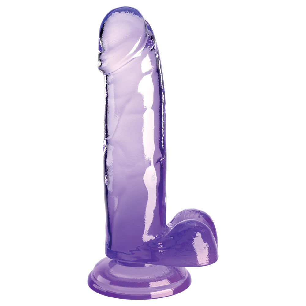 King Cock Clear 7 Inch Cock with Balls - Purple