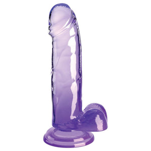 King Cock Clear 7 Inch Cock with Balls - Purple