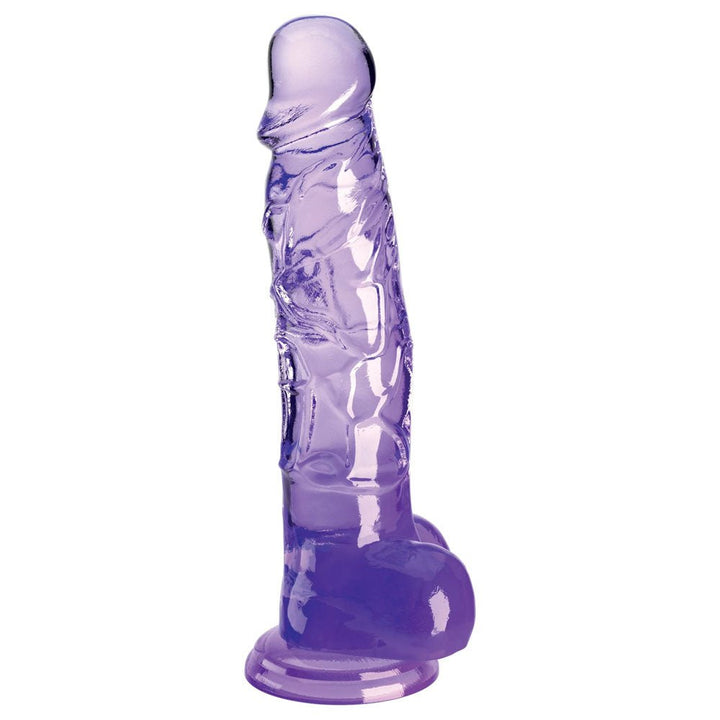 King Cock Clear 8 Inch Dildo with Balls - Purple