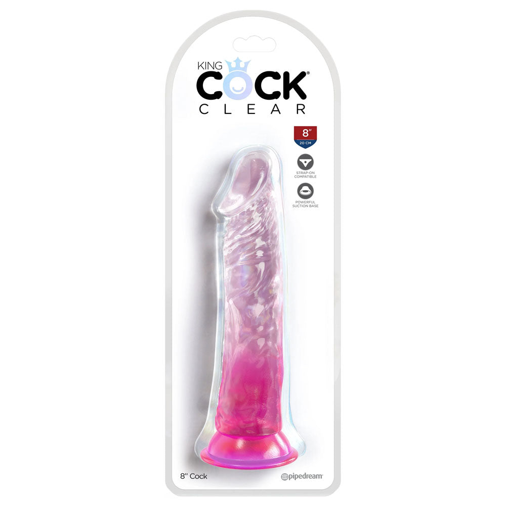 King Cock Clear 8 Inch Dildo - Pink