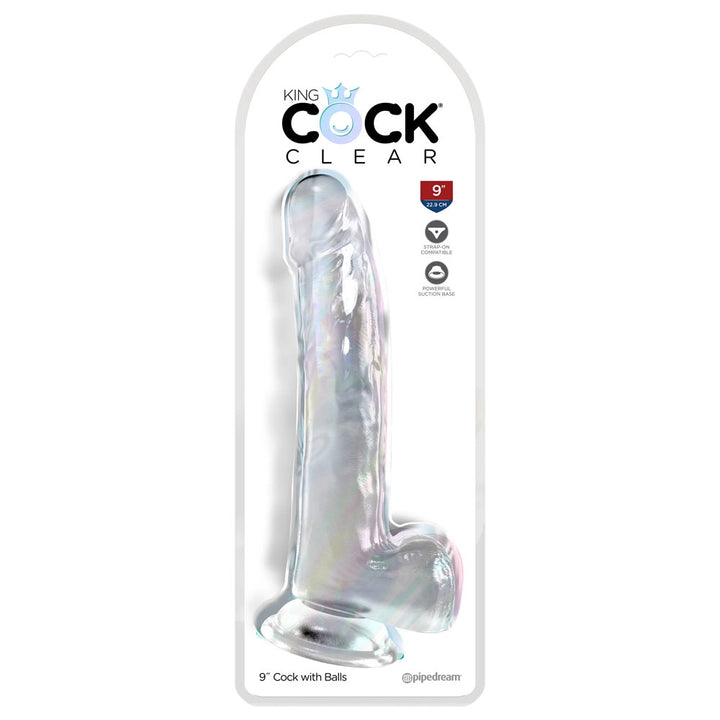 King Cock Clear 9 Inch Dildo with Balls - Clear