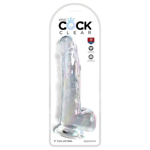 King Cock Clear 9 Inch Dildo with Balls - Clear