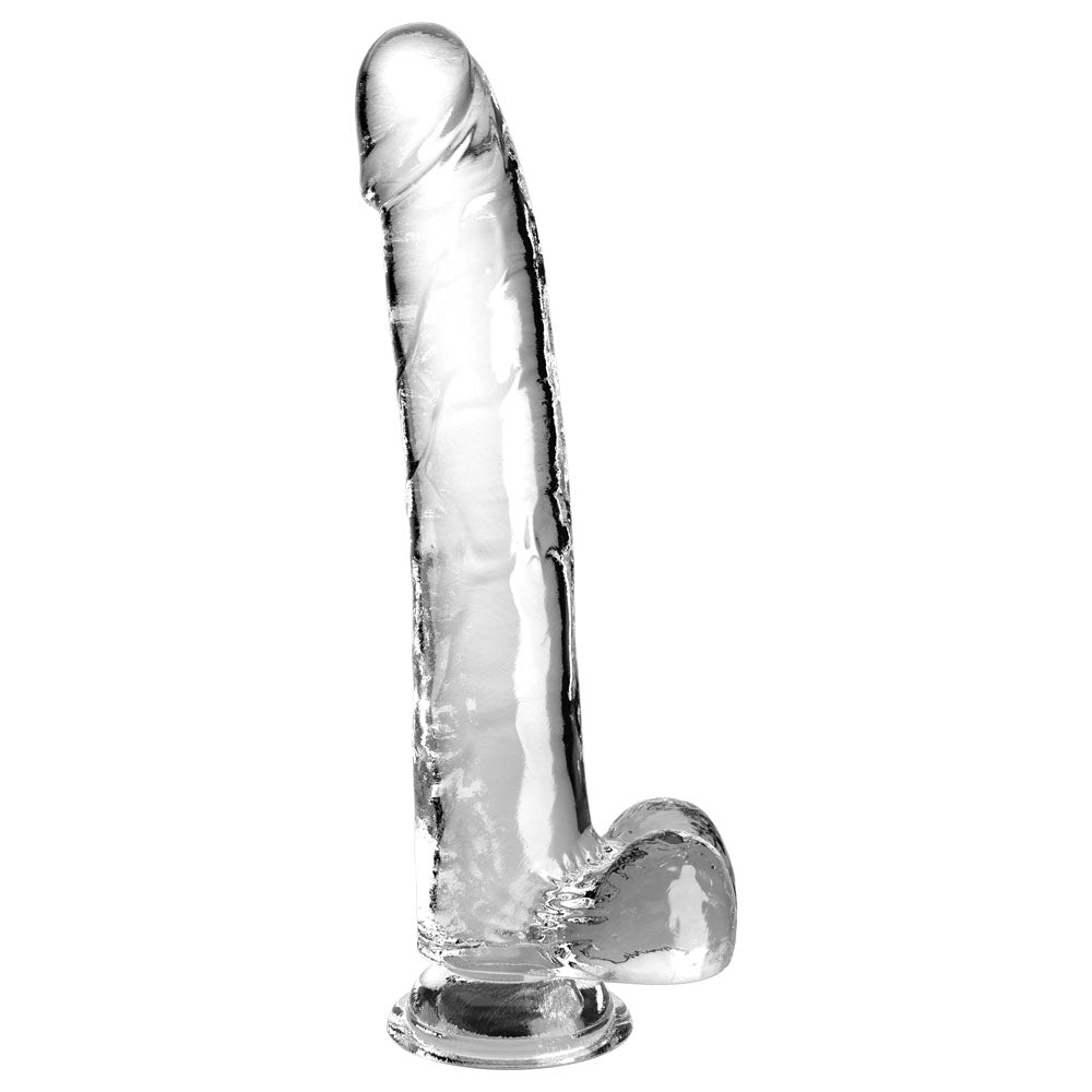 King Cock Clear 11 Inch Dildo with Balls - Clear