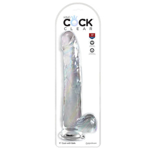 King Cock Clear 11 Inch Dildo with Balls - Clear