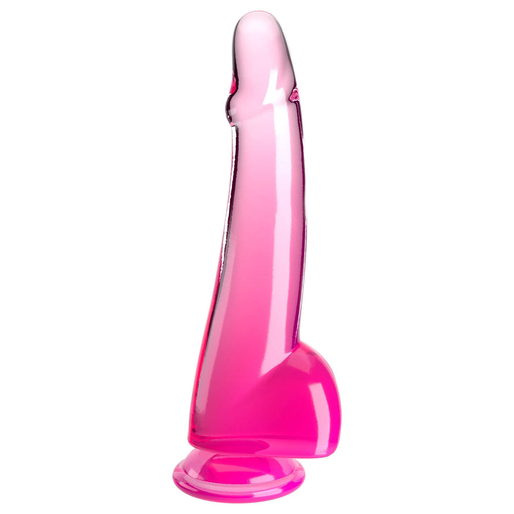 King Cock Clear 10 Inch Dildo with Balls - Pink
