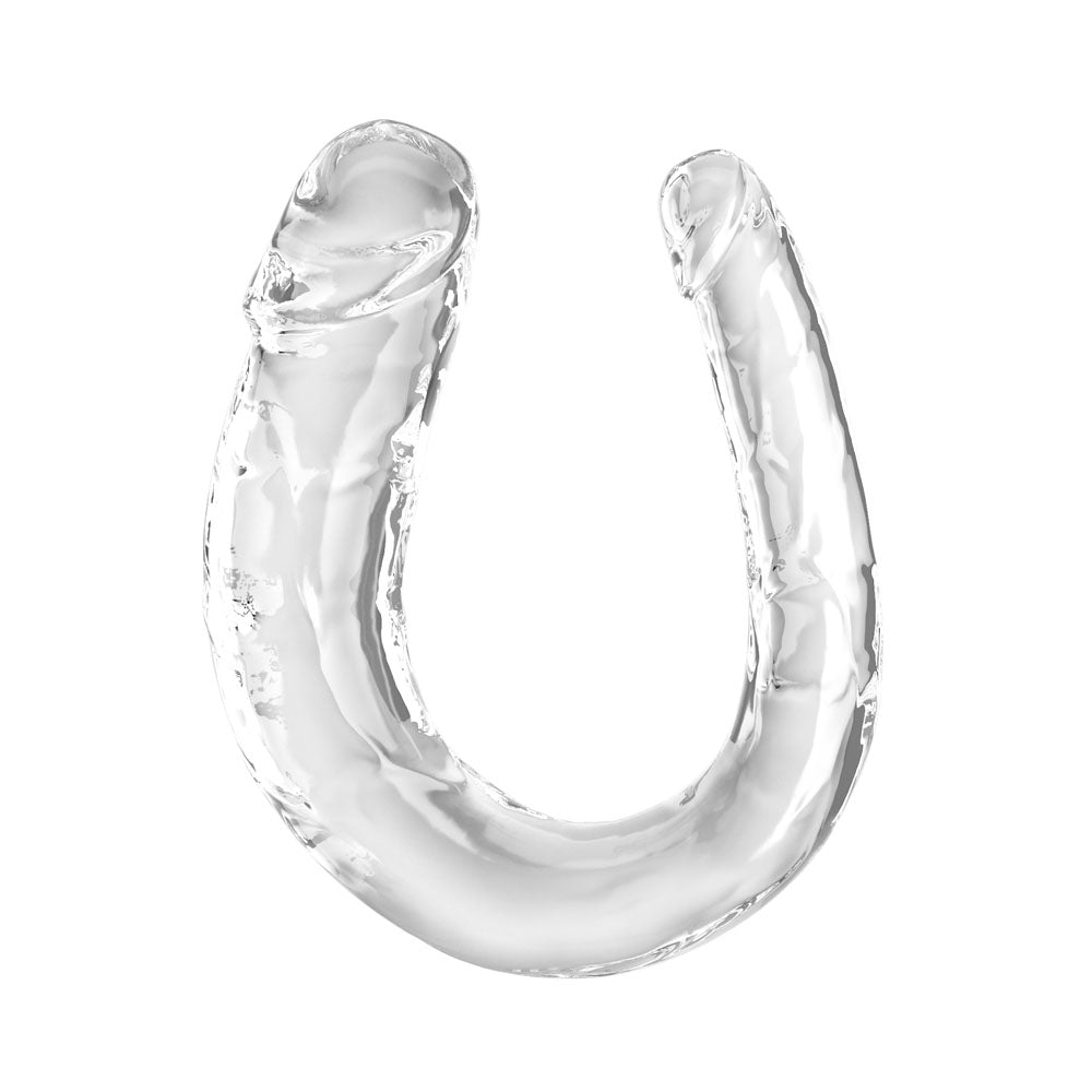 King Cock Clear Medium Double Trouble - 13 Inch Dong - Clear