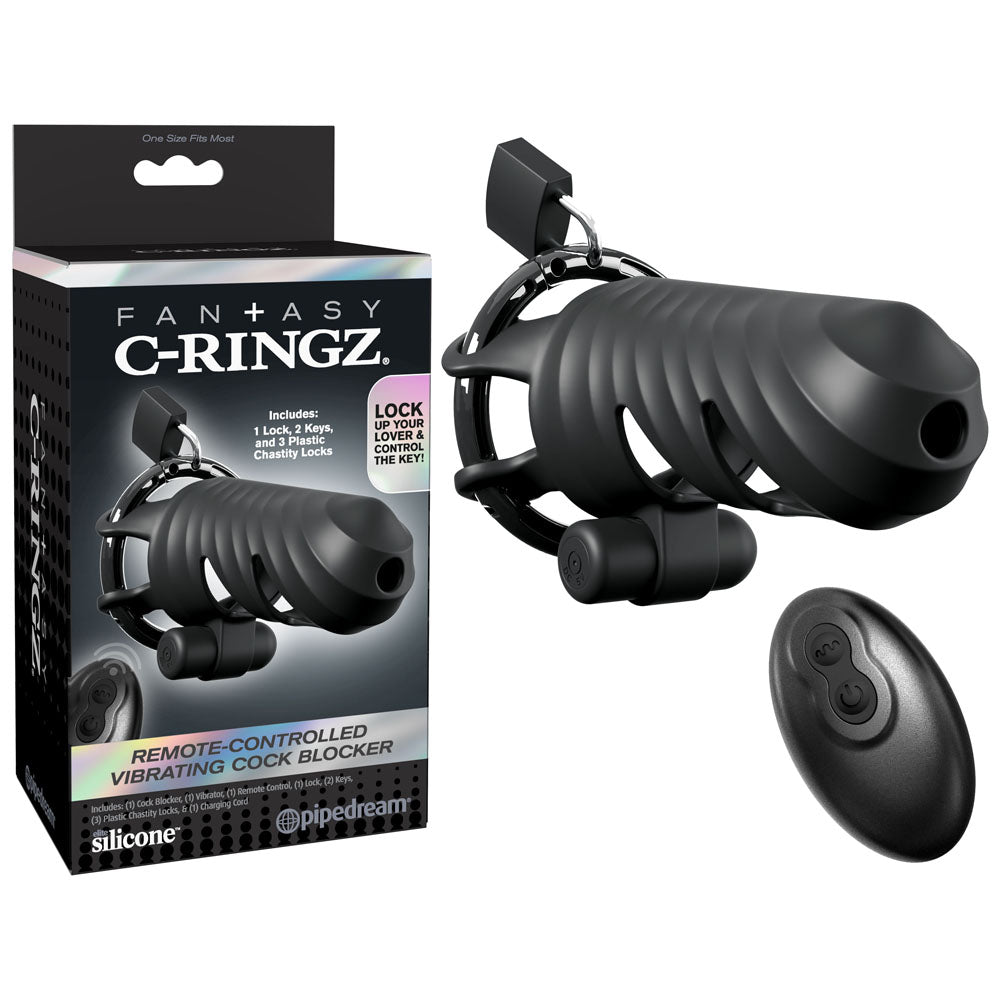 Fantasy C-Ringz Remote-Controlled Vibrating Cock Blocker Cage