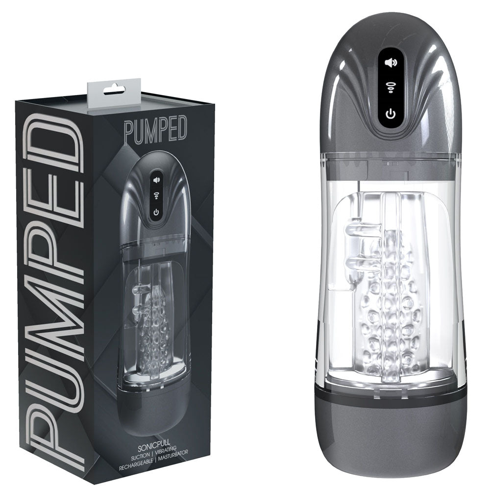 Pumped SonicPull - Sucking And Vibrating Auto Masturbator - Gunmetal
