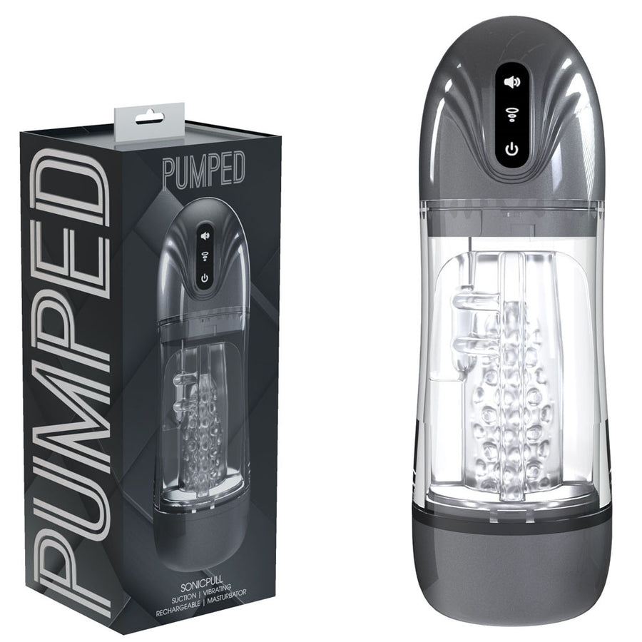 Pumped SonicPull - Sucking And Vibrating Auto Masturbator - Gunmetal