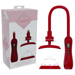 Pumped Vulva & Breast Pump with Tongue Stimulator Set - Red