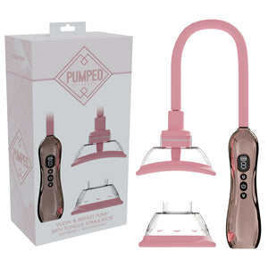 Pumped Vulva & Breast Pump with Tongue Stimulator Set - Rose Gold